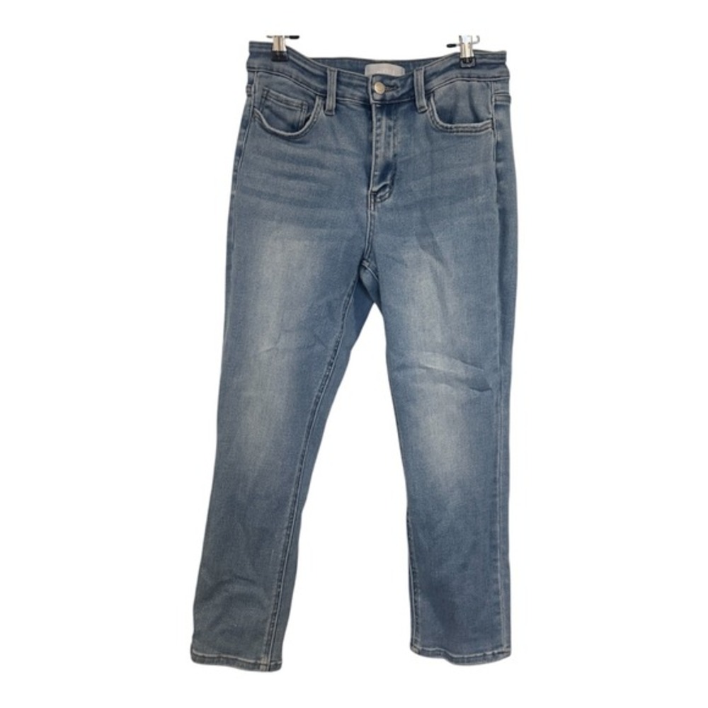Vervet Blue High Rise Straight Leg Light Wash Raw Hem Jeans Size 28 T5385